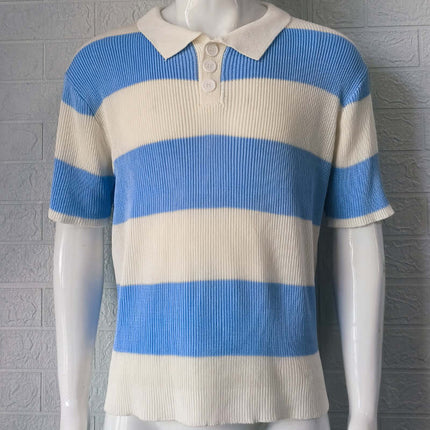 Mens Summer Fashion Lapel Sweater Slim Fit Knitwear size L bust 110cm