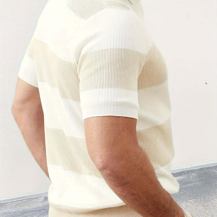 Mens Summer Fashion Lapel Sweater Slim Fit Knitwear size XL bust 115cm
