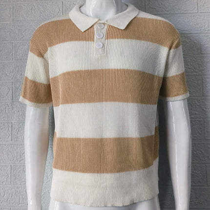 Mens Summer Fashion Lapel Sweater Slim Fit Knitwear size 2XL bust 120cm