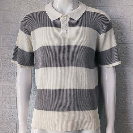 Mens Summer Fashion Lapel Sweater Slim Fit Knitwear size 3XL bust 125cm