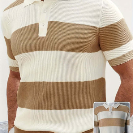 Mens Summer Fashion Lapel Sweater Slim Fit Knitwear length 67cm size M