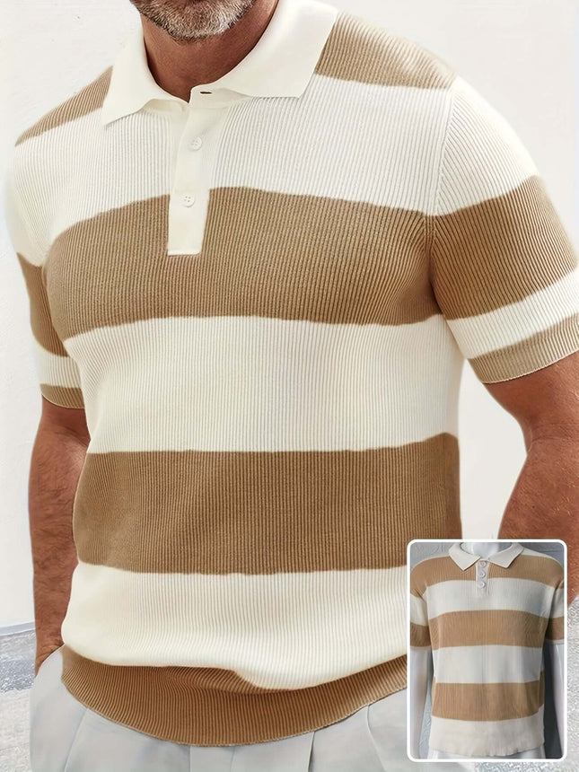 Mens Summer Fashion Lapel Sweater Slim Fit Knitwear length 67cm size M