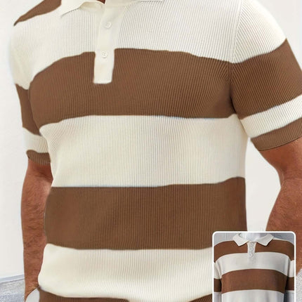 Mens Summer Fashion Lapel Sweater Slim Fit Knitwear length 69cm size XL