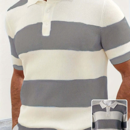 Mens Summer Fashion Lapel Sweater Slim Fit Knitwear length 70cm size 2XL