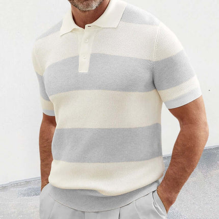 Mens Summer Fashion Lapel Sweater Slim Fit Knitwear length 71cm size 3XL