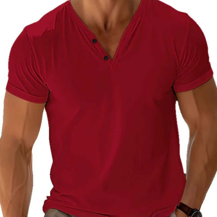 Men's T-shirt Summer Beach Short Sleeve Casual comfortable loose fit styling presentation on male model