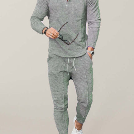 Mens Textured Half Zip Stand Collar Suit Casual Warm Fit+ collar detail