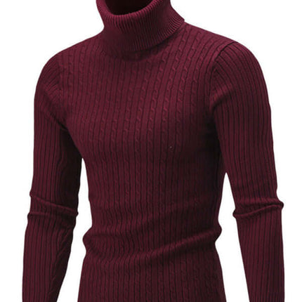 Mens Turtleneck Tight Stretch Knit Sweater minimal style