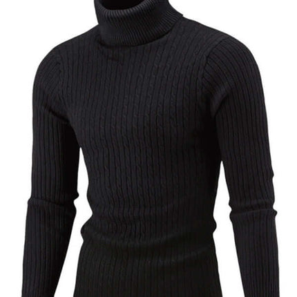 Mens Turtleneck Tight Stretch Knit Sweater lightweight knit