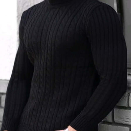 Mens Turtleneck Tight Stretch Knit Sweater everyday wear