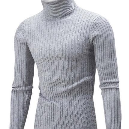 Mens Turtleneck Tight Stretch Knit Sweater clean silhouette