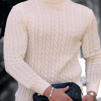 Mens Turtleneck Tight Stretch Knit Sweater side view