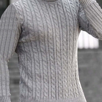 Mens Turtleneck Tight Stretch Knit Sweater spring outfit