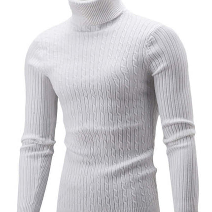 Mens Turtleneck Tight Stretch Knit Sweater summer wear