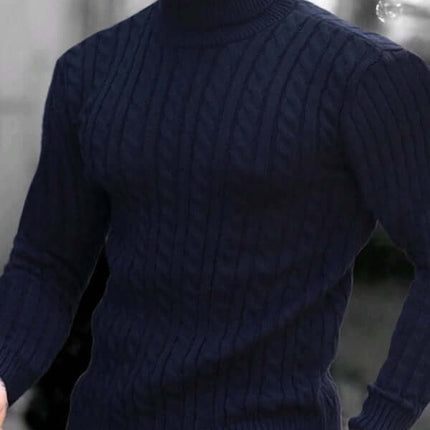 Mens Turtleneck Tight Stretch Knit Sweater modern design