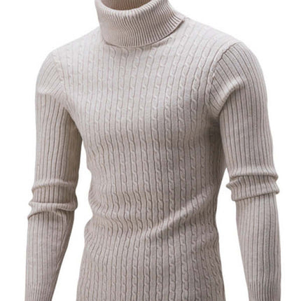 Mens Turtleneck Tight Stretch Knit Sweater breathable fabric