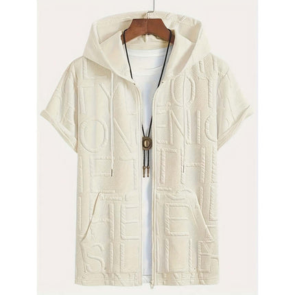 Mens Urban Jacquard Letter Printed Hooded Tshirt white urban
