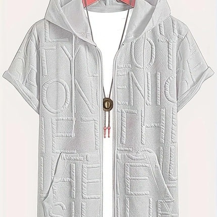 Mens Urban Jacquard Letter Printed Hooded Tshirt size L 113 hip