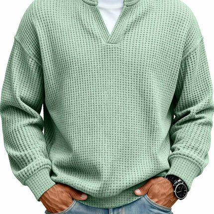 Mens Waffle V Neck Sweatshirt streetwear fashion for men.