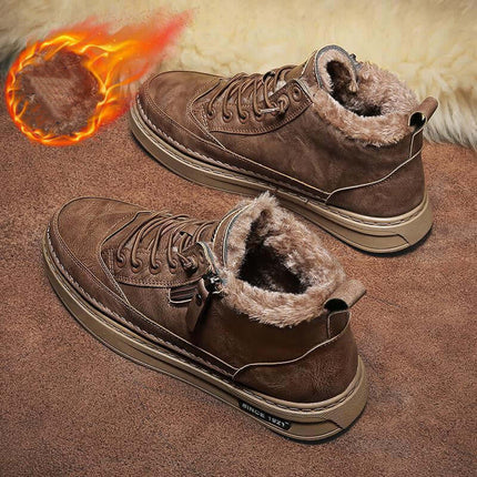 Mens Winter Plush Warm Casual Sports Shoes with cozy faux fur lining and durable soles.