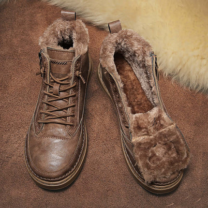 Mens Winter Plush Warm Casual Sports Shoes featuring a cozy, fur-lined interior for ultimate comfort.