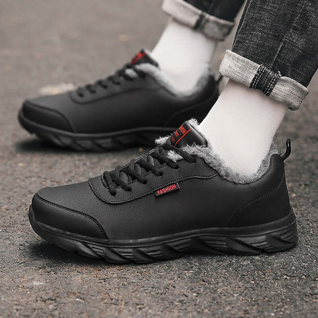 Mens Winter Warm Waterproof Plush Sports Sneakers side view