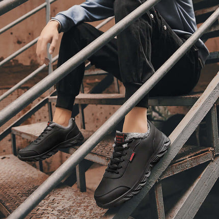 Mens Winter Warm Waterproof Plush Sports Sneakers waterproof upper