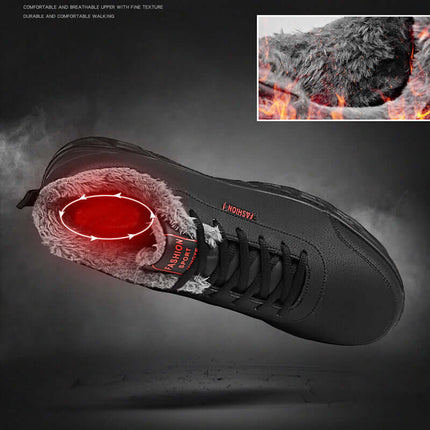 Mens Winter Warm Waterproof Plush Sports Sneakers anti-skid sole
