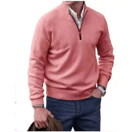 Mens Zipper Stand Collar Knitted Pullover Sweater daily fashion wear