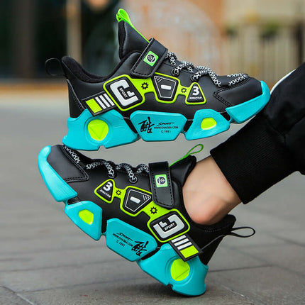 Mesh Fly-Woven Velcro Kids Breathable Sneakers top angle