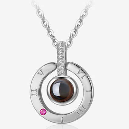 Metal Rose Jewelry Gift Box with Crystal Necklace featuring a stunning circular pendant design.