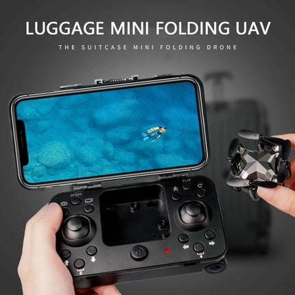 Mini Folding UAV Drone inside luggage storage box.