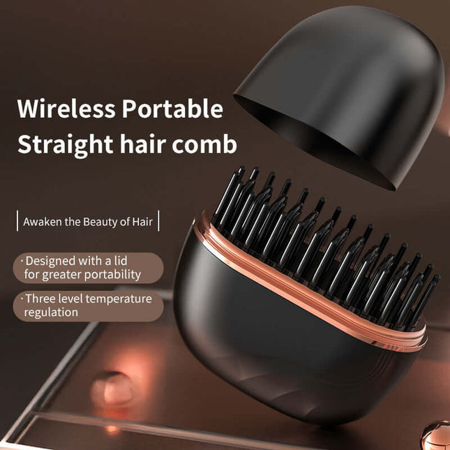 Mini Hair Straightening Comb Wireless Charging Portable Tool side
