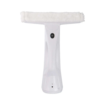 Mini Handheld Window Cleaner USB Charging Machine in white color with cleaning cloth attachment for easy window cleaning.