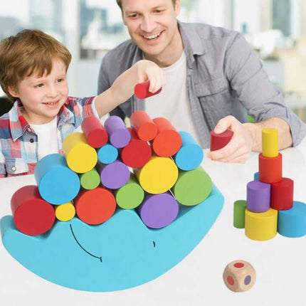 Moon Balance Game wooden stacking toy.