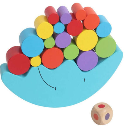 Moon Balance Game blue wooden toy.