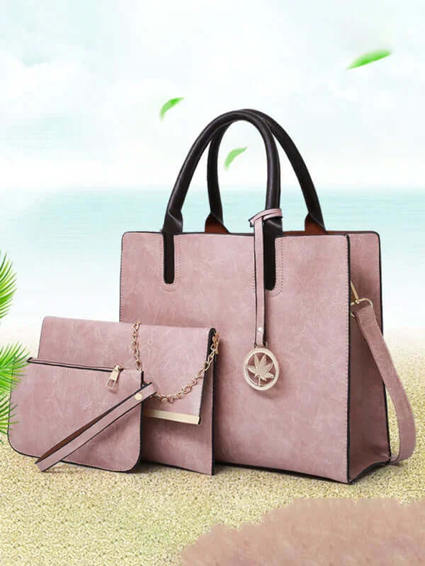 PU Large Capacity Tote Handbag Set Crossbody for Women front view