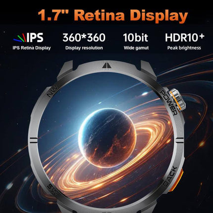 MT68 Outdoor Adventure Smart Watch with 1000mAh Battery featuring 1.7" Retina Display and vibrant visuals.