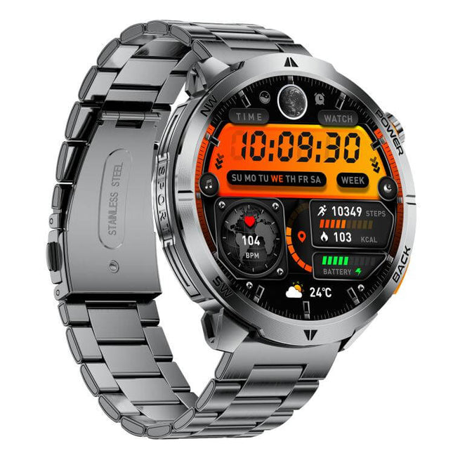 MT68 Outdoor Adventure Smart Watch with 1000mAh Battery displaying time, fitness stats, and weather information.