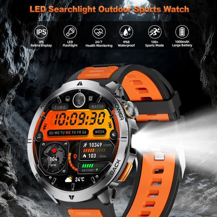 MT68 Outdoor Adventure Smart Watch with 1000mAh Battery featuring LED display and outdoor sports functionality.