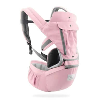 Multi-functional Baby Waist Stool Carrier in pink, designed for ergonomic comfort and convenience for parents.