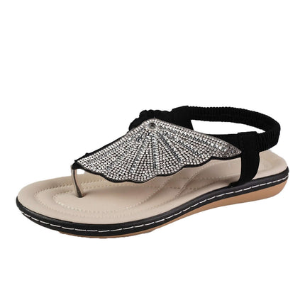 New Rhinestone Shell Flip-Flops Sandals Summer Beach Shoes casual outfit match ideas