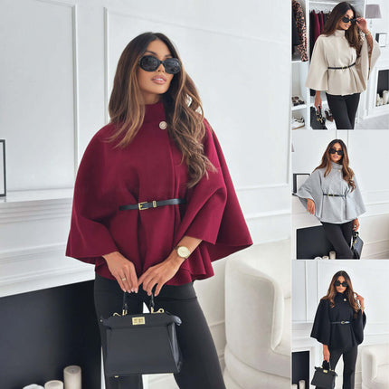 New Stand Collar Batwing Sleeves Cloak Top official physical dimensions chart illustrating clothing parameters and bust length sizes