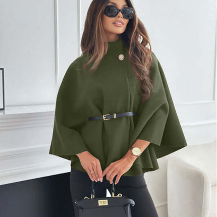 New Stand Collar Batwing Sleeves Cloak Top elegant business casual female cloak piece ideal for modern daily workspace rotations