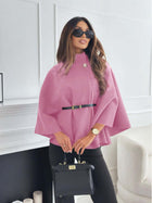 New Stand Collar Batwing Sleeves Cloak Top premium jacket display highlighting beautiful geometric cuts and graceful side alignment