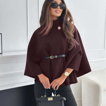 New Stand Collar Batwing Sleeves Cloak Top cozy fashionable winter cloak item packed fresh inside modern boutique boxes