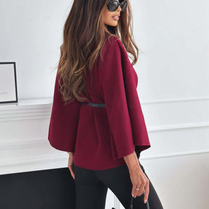 New Stand Collar Batwing Sleeves Cloak Top loose dramatic batwing sleeve drape layout maximizing arms motion comfort