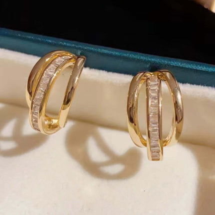 New Trendy Womens High grade Geometric Zircon Earrings displayed in a jewelry box, showcasing their elegant design.