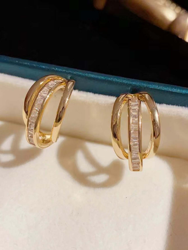 New Trendy Womens High grade Geometric Zircon Earrings displayed in a jewelry box, showcasing their elegant design.