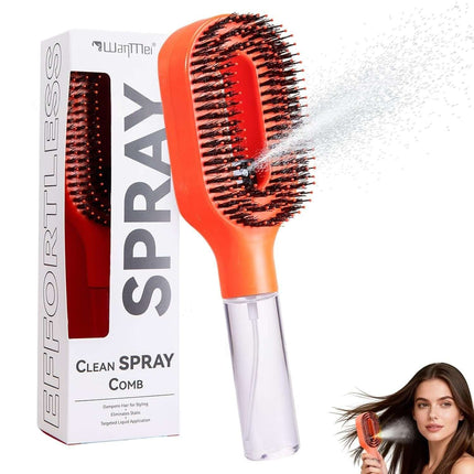 One-Click Spray Anti-Frizz Hair Brush with Boar Bristles for effortless hair styling and frizz control.